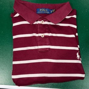 Maroon and white striped soft fit XL Polo